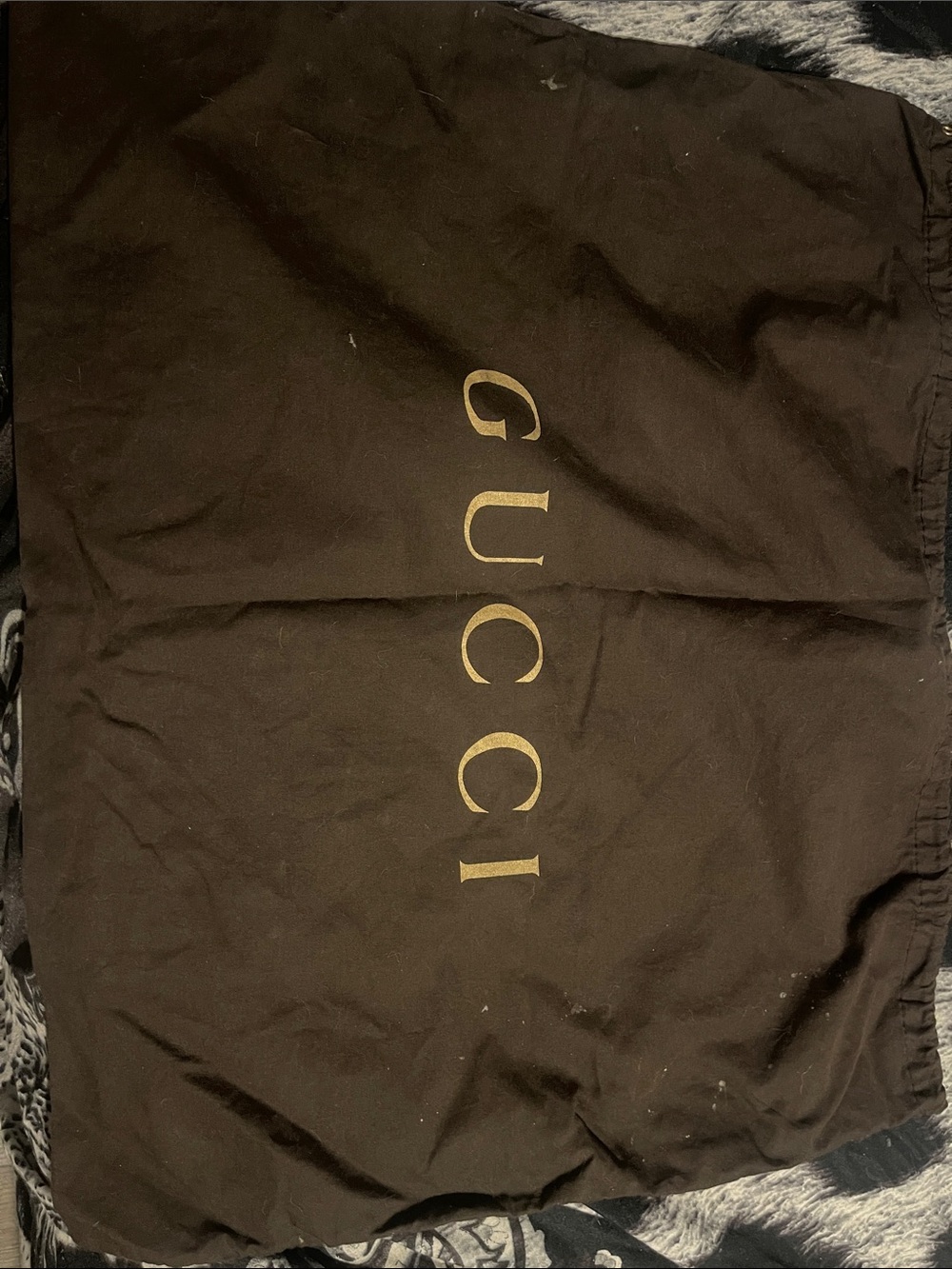 Gucci Brown Drawstring Dust Bag with Gold Logo
